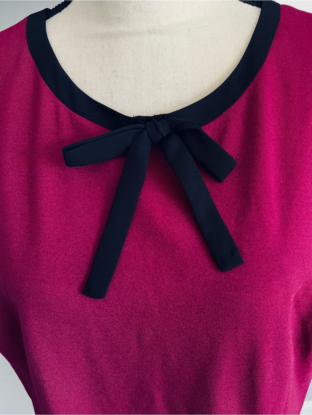 Talbots Plus Tipped Ponte Tie-Neck Dress - Picture 3 of 8